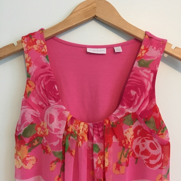 New York & Co Pink Floral Striped Tank Small - Picture 4 of 8